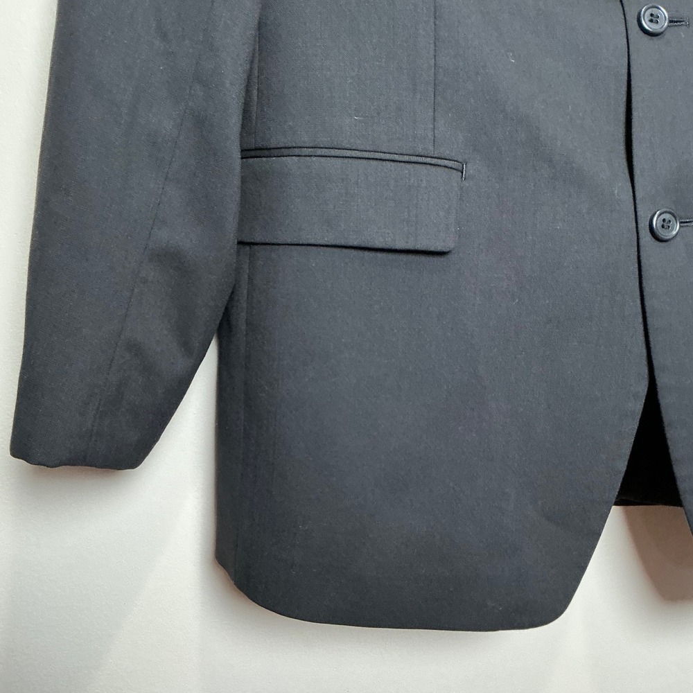 Calvin Klein Blazer Mens 44L Black Wool Blend Two Button Suit Jacket - Picture 2 of 6